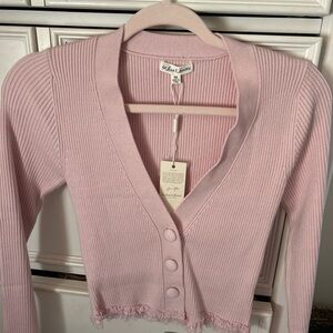 For Love And Lemons Light Pink Ribbed Cardigan